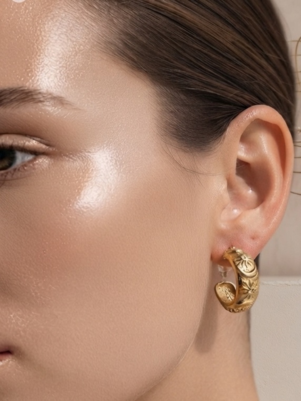 18K Gold Plated Celestial Sun Moon Hoop Earrings - Tarnish Free